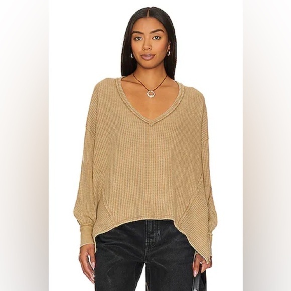 Free People Tops - Free People We the free Coraline Thermal Top Womens Size XS Olive Tapenade Boho